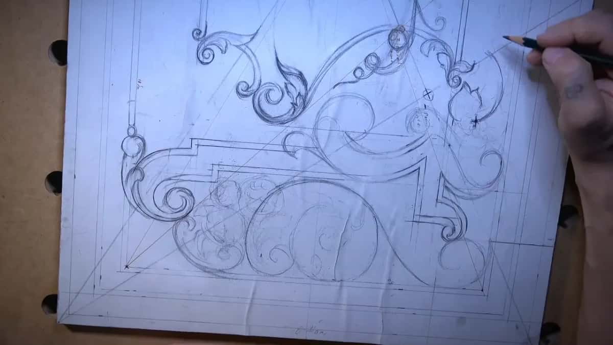 Pencil near the top right corner