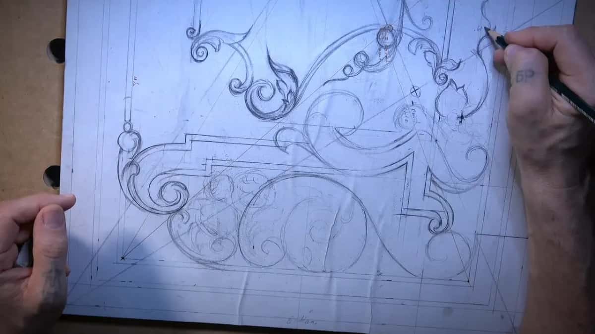 Left hand flat on the sheet