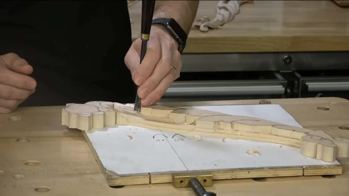 Tool upright in the molding.