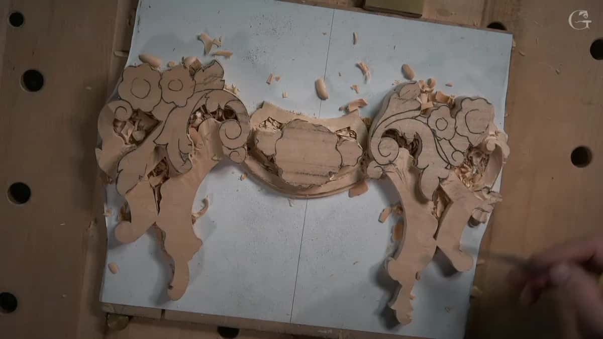 Both halves of the ornament seen from overhead