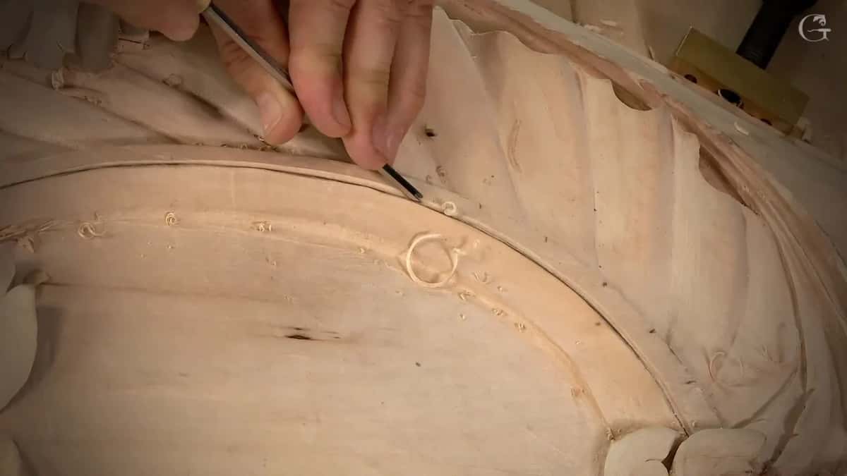 A curl of wood on the band