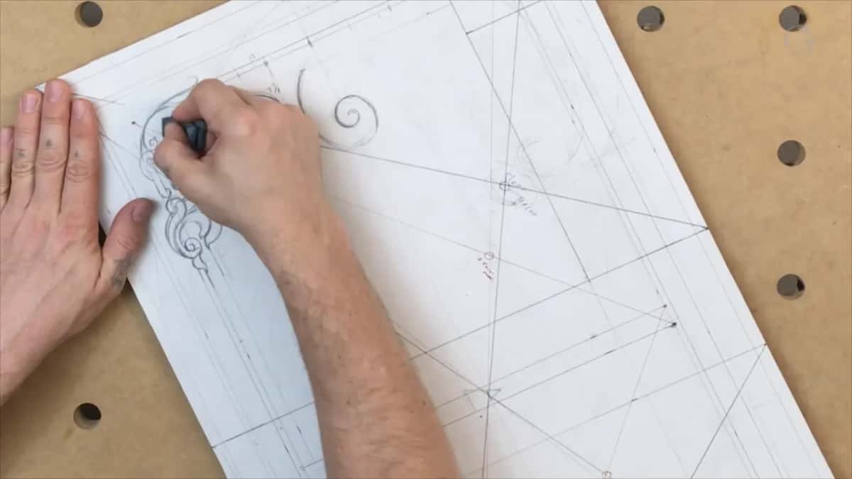 Left hand flat, right hand rubbing with an eraser
