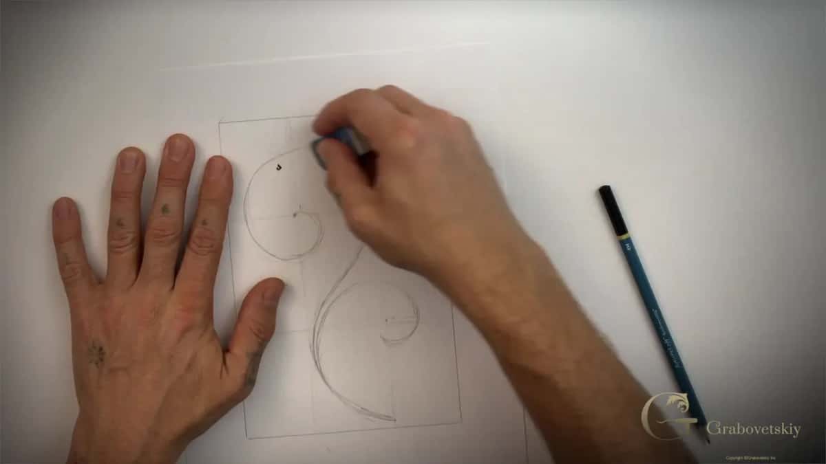 Eraser on the top spiral, the pencil set down