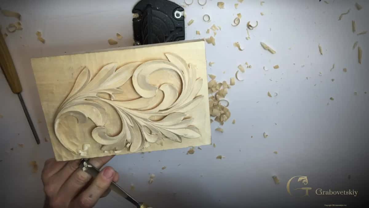 Overhead, a slim tool at the lower corner