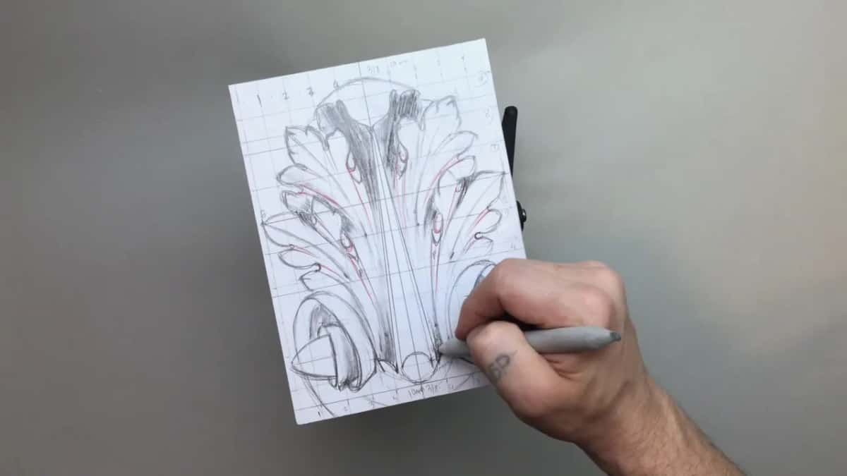 Grey pencil at the lower right