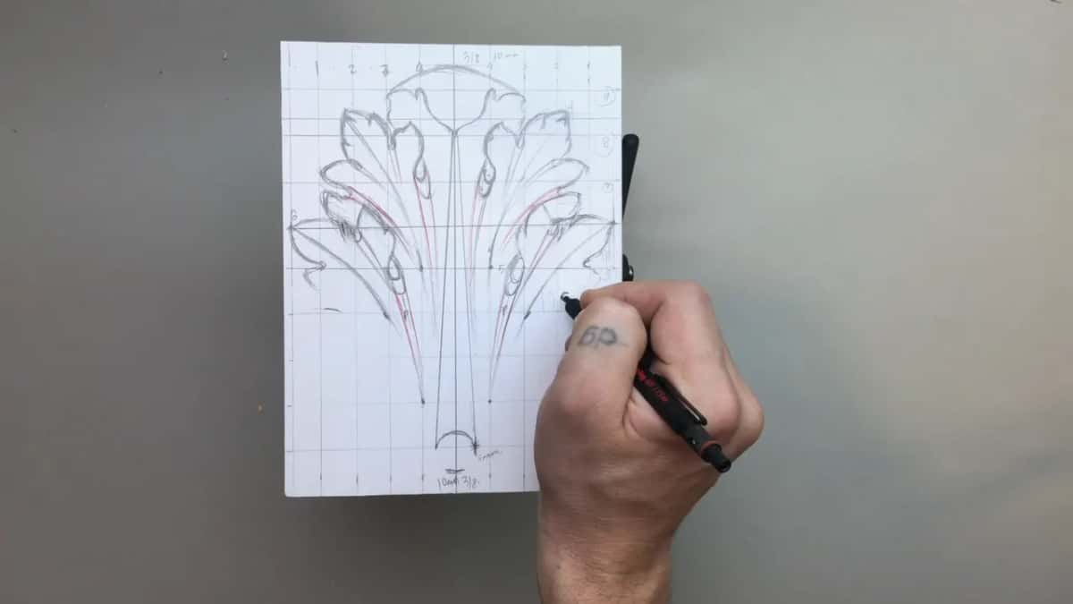 Small sheet in a wide frame, pen on the right