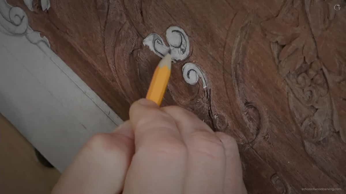 Pencil tip on the paper