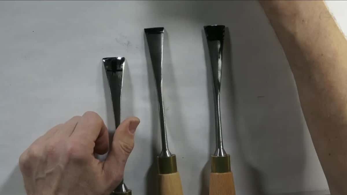Left gouge held at the neck