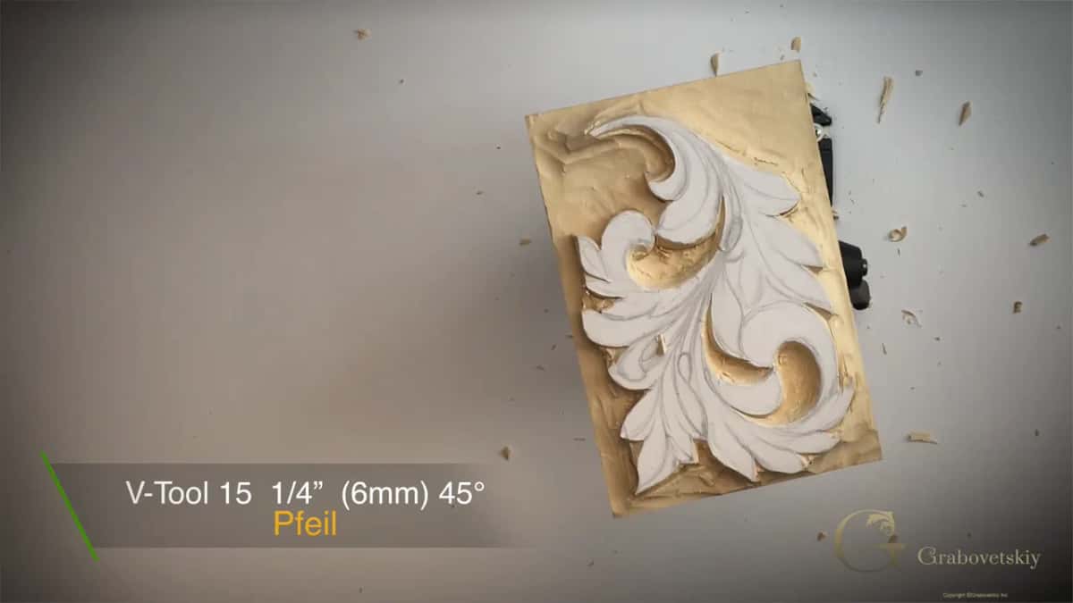 Card at the lower left for the 45 degree V tool, beside a leaf already standing above its ground