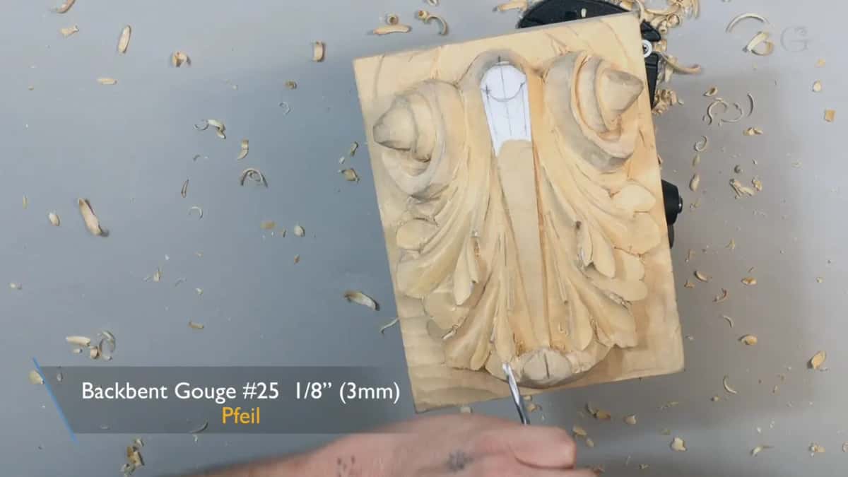 Back bent gouge number 25 named on screen, an eighth of an inch
